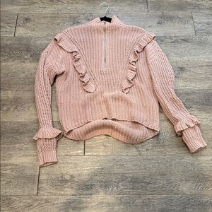 Express Mauve Ruffled Turtleneck Sweater